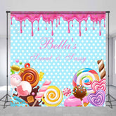Aperturee - Aperturee Sweet Sassy Candyland Custom Name Birthday Backdrop